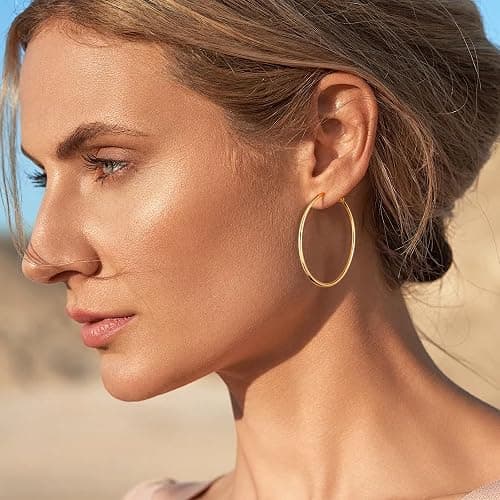 Gacimy Gold Hoop Earrings for Women 14K Gold Plated, 925 Sterling Silver Post Hypoallergenic Earrings Hoops for Women thumbnail 2