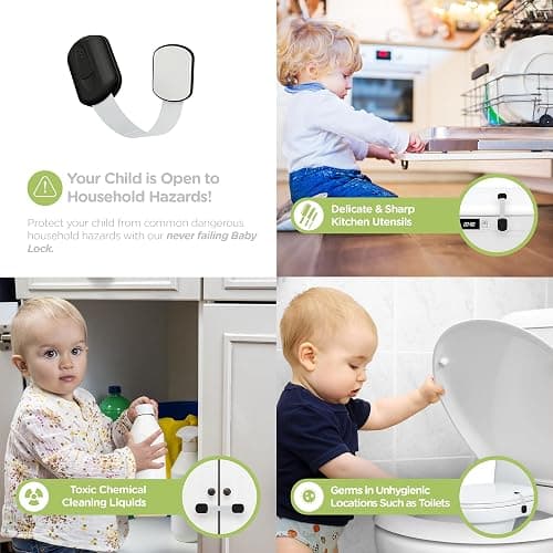 SKYLA HOMES Baby Locks (8-Pack) Child Safety Cabinet Proofing - Safe Quick and Easy 3M Adhesive Cabinet Drawer Door Latches No Screws & Magnets Multi-Purpose for Furniture Kitchen Ovens Toilet Seats thumbnail 2