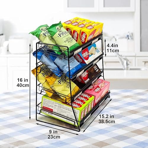Candy Display Rack, 4 Tier Candy Organizer, Snack Organizer for Countertop, Snack Shelf Chip Rack for Store, Metal Snack Display for Counter, Concession Stand Snack Stand for Store Office Theatre thumbnail 2