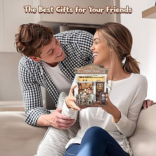 DIY Miniature House Kit, Coffee Shop Book Nook Kit, Mini Building Kit, Dollhouse Kit for Adults and Teens, 3D Wooden Puzzles with LED Light, Craft Kit for Family and Friends(Retro Coffee Shop) thumbnail 8