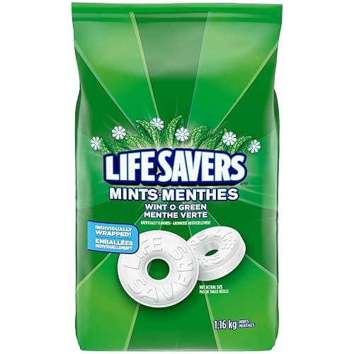 LIFE SAVERS, Wint O Green Individually Wrapped Candy Mints, Value Bulk Bag, 1.16kg - Image 1