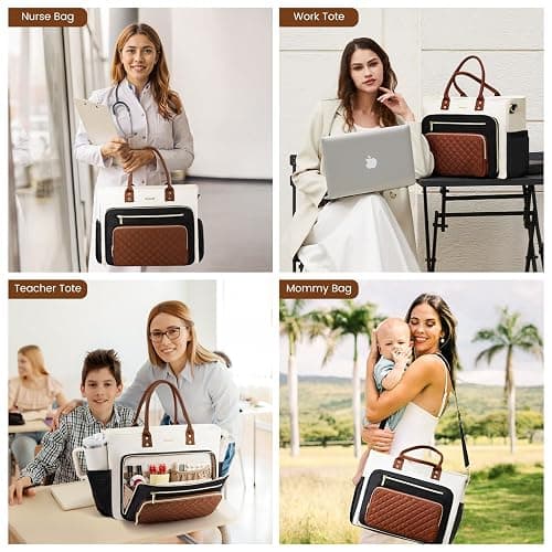 LOVEVOOK Laptop Tote Bag for Women With Large Cup Holder, Work Bags Teacher Nurse Computer Bag, 15.6 Inch Professional Briefcase Business Travel Large Purses Handbag, Diaper Bag With Multi-Pockets thumbnail 7
