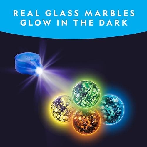 NATIONAL GEOGRAPHIC Glowing Marble Run – Construction Set with 15 Glow in The Dark Glass Marbles & Storage Bag, STEM Gifts for Boys and Girls, Building Project Toy (Amazon Exclusive) - Glowing Small thumbnail 4