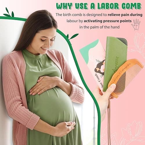 Arrozon Birth Comb for Women Labor, Wooden Labor comb Natural Labor and Delivery Essentials, Birthing Combs Hospital Bag Must Haves for Pregnant Women, Wood Comb Labor Gifts for Moms thumbnail 3