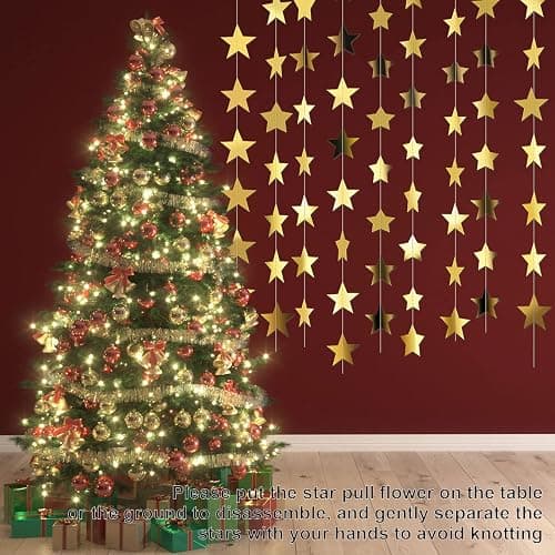 Patelai Glitter Star Garland Banner 2026 Graduation Decor 130 Feet Star Hanging Banner Twinkle Backdrop for Party Birthday Classroom Wedding Supplies(Gold) thumbnail 6