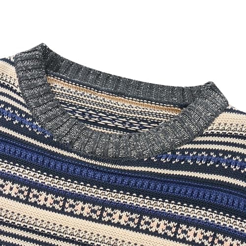 Women Vintage Striped Pullover Sweater Y2k Long Sleeve Crew Neck Loose Knit Sweaters Fall Winter Knitwear thumbnail 5