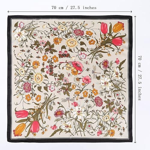 CHLINS 27.5 Inches Silk Feeling Square Head Scarf - 4 Pcs Satin Square Head Scarves for Women Hair Bandanas Head Kerchief thumbnail 2