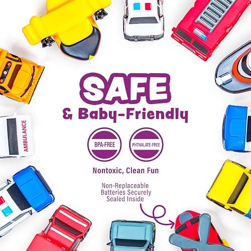 Tub Works® Emergency™ Cars Light Up Bath Toys, 12 Pack | Water-Activated Light Up Toys Flash & Change Color | Easy-Grip Baby & Toddler Bath Toys | Sensory Toys with Bath Lights for Kids Bath thumbnail 7