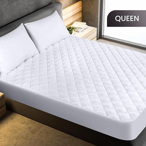 Utopia Bedding Quilted Fitted Mattress Pad, Queen Size, Elastic Fitted Mattress Topper Protector and Cover with Deep Pocket Stretches up to 16 Inches, Machine Washable (White) thumbnail 4
