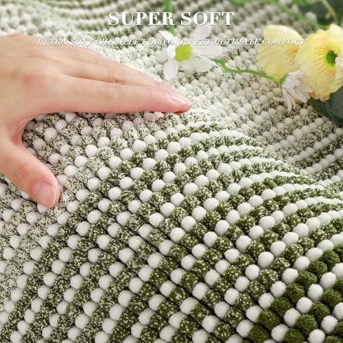 BSICPRO Bathroom Rugs and Mats Sets, 2 Piece Thick Absorbent Chenille Bath Mat Rug Set Non Slip, Soft Shaggy Bath Room Floor Mats for Bathroom, Machine Washable (Sage, 20" x 32" Plus 16" x 24") thumbnail 2