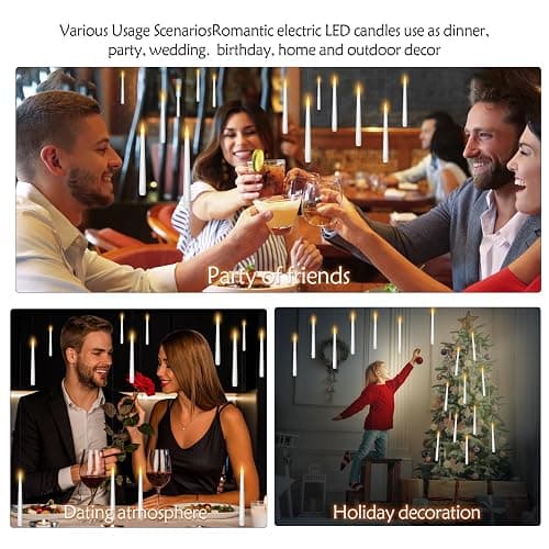 kakoya Flameless Floating Candles with Wand，20 Pcs Magic LED Hanging Taper Candles，Flickering Battery Operated Taper Candle with Wand Remote for Halloween Decorations Best Gift（White） thumbnail 6