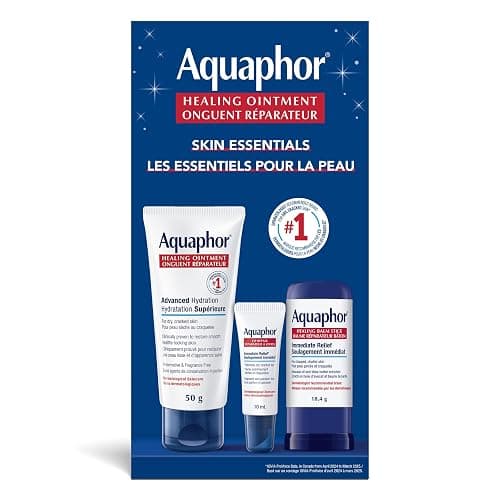 Aquaphor Skin Essentials Routine, Gift Set for All Skin Types, Includes Healing Ointment, Lip Balm, and Healing Balm Stick, 3-Piece Skincare Set - Image 1