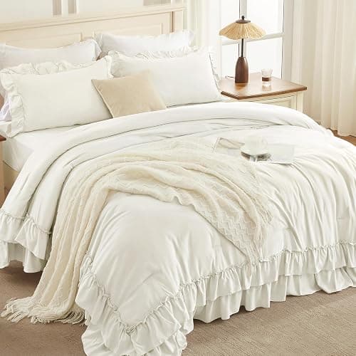 Andency Ivory Twin XL Size Comforter Set, Shabby Chic Bedding Comforter Set for All Seasons, 2 Pieces Lightweight Soft Western Modern Bed Set for Women Girls thumbnail 2
