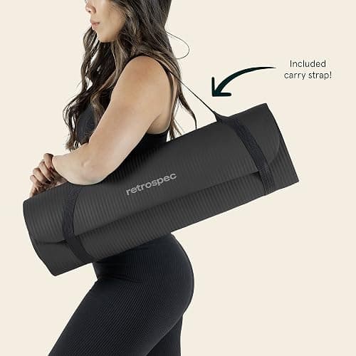 Retrospec Solana Yoga Mat 1" Thick w/Nylon Strap for Men & Women - Non Slip Exercise Mat for Home Yoga, Pilates, Stretching, Floor & Fitness Workouts thumbnail 7