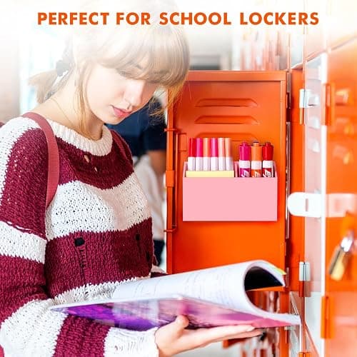 BEYGORM Magnetic Dry Erase Marker Holder for Whiteboard,Non-slip Acrylic Magnet Pen Holder for Fridge Refrigerator,Locker Organizer for Work,Locker Accessories,Pencil Cup for Desk(Pink) thumbnail 6