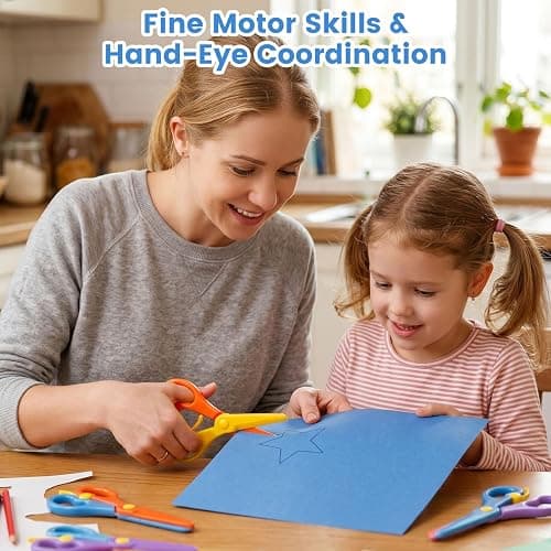 LovesTown Toddler Scissors, 4PCS Adaptive Blunt Tip Training Safety Scissors for Kids, Child Hand-Eye Coordination Development, Early Preschool Development Tools, Stocking Stuffer DIY Craft Projects thumbnail 2