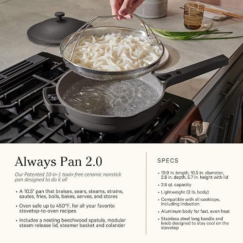 Our Place Cookware Duo, 7-Piece Ceramic Nonstick Cookware Set with Strainer | Non-toxic ceramic cookware set with 10.5-inch Always Pan, 5.5 Qt Perfect Pot & strainer; induction & oven safe to 450°F thumbnail 4