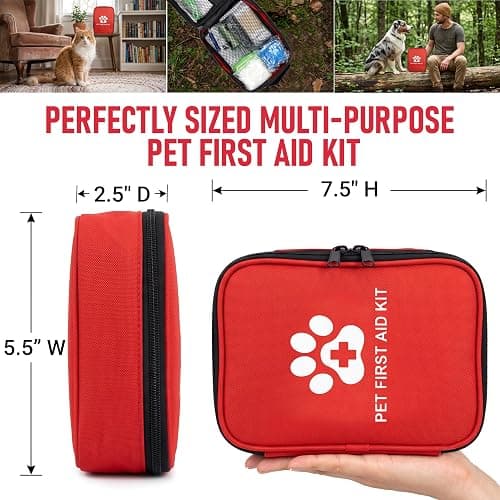 Dog First Aid Kit, Pet Travel Essentials, Emergency Supplies for Cats, Dogs | Travel-Ready Emergency Kit, Portable Kit For Pets, First Aid Pack Compact Safety Essentials for Hiking, Camping & Road Trips thumbnail 8