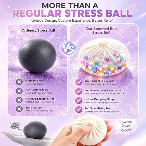 DIY Dumpling Squishy Making Kit,8 Empty Fillable Sensory Squeeze Bags, Vacuum Pressure Fidget for Anxiety Relief, Transparent Steamed Bun Style for Adults thumbnail 5