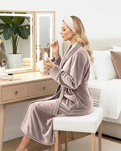 NY Threads Premium Womens Robe, Plush Fleece Long Bath Robe for Women, Fluffy Soft Women's Bathrobe thumbnail 6