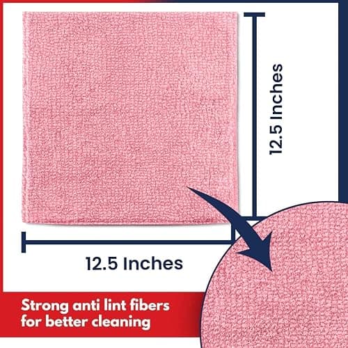 USANOOKS Microfiber Cleaning Cloth Light Pink - 12 Pcs 12.5"x12.5" - High Performance - 1200 Washes, Ultra Absorbent Towels Weave Grime & Liquid for Streak-Free Mirror Shine - Car Washing Cloth - Light Pink thumbnail 2
