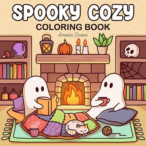 Spooky Cozy: Cute & Simple Coloring Book for Adults and Teens Featuring Adorable Characters, Creepy Creatures and Cozy Hygge Scenes for Relaxation - Image 1