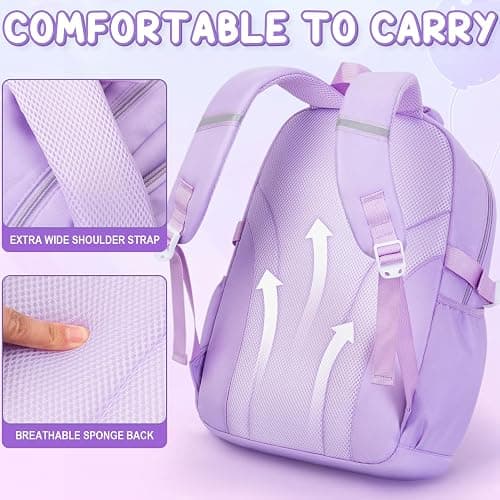 Fimibuke Backpacks for Girls, 3 PCS Waterproof School Backpack with Lunch Box & Pencil Pouch for Kids Teen Girl, Cute Bookbag School Bag for Elementary Middle High School Student Ages 6+(Pink) thumbnail 5