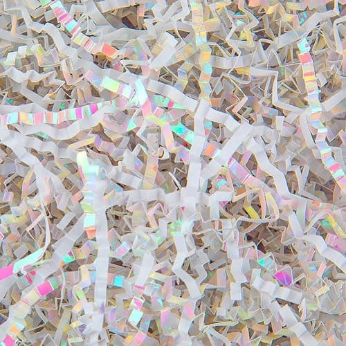 Caleihd Crinkle Cut Paper Grass Cushion Paper Streamer for Christmas Wedding Birthday Bridesmaid Engagement Craft Gift Boxes Bags Filler Decoration 4.5oz Diamond White - Image 1