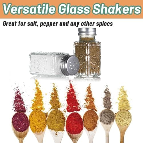 Wongblee 2 Pack Glass Salt and Pepper Shakers Set, Vintage Spice Shakers for Dining Room Table, Kitchen, Restaurant (Sunflower Style) thumbnail 5