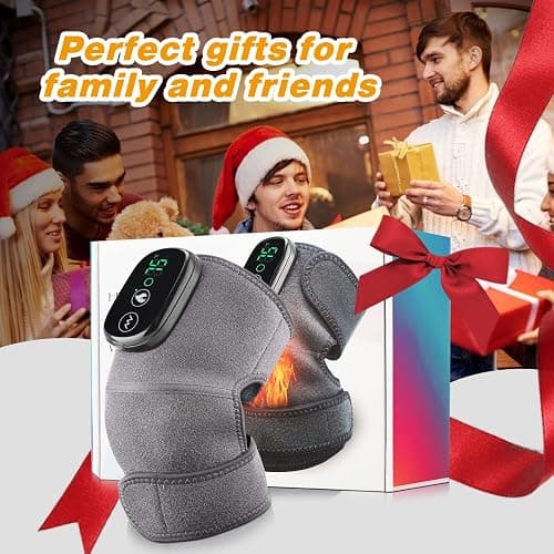 Heated Knee Massager Shoulder Heating Pads Elbow Brace 3 in 1 with Vibration, Cordless Rechargeable Heating Knee Warmers Wrap for Shoulder Elbow Knee Stress Relief thumbnail 8