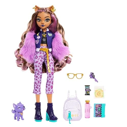 Monster High Clawdeen Wolf Doll with Pet Dog Crescent & Accessories Like Backpack, Planner, Snacks & More thumbnail 5