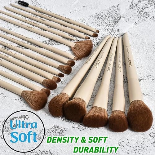 LORYP 18 Piece Makeup Brushes Set Labeled Face and Eye Brush Set Complete with Foundation, Concealer, Contour, Blending, Blush, Eyeshadow Brushes with Travel Holder Case thumbnail 5