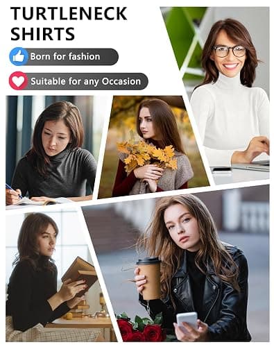 Dalavch 4 Pack Women’s Turtle Neck Long Sleeve Shirts Fall Fashion Turtleneck Baselayer Undershirts Tops Underscrub thumbnail 6