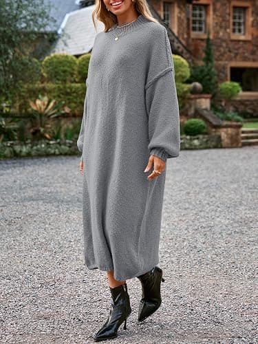Saodimallsu Womens Oversized Sweater Dress Mock Neck Long Sleeve Casual Warm Chunky Knit Fall Winter Maxi Dresses thumbnail 4