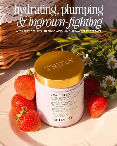 Truly Beauty Soft Serve After Shave Plump Cream | Hydrating & Plumping Cream for Post-Shave Smoothness | With Hyaluronic Acid & Peptides for Firm, Youthful Skin | Strawberry, Vanilla & Amber Scent thumbnail 2