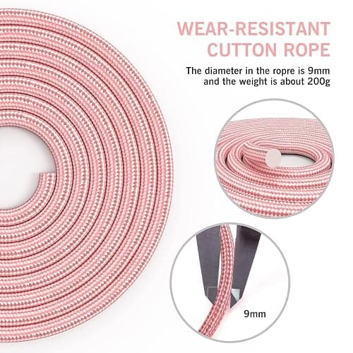 FITMYFAVO Jump Rope Cotton Adjustable Skipping Weighted jumprope for Women，Adult and Children Athletic Fitness Exercise Jumping Rope (Pink) thumbnail 2