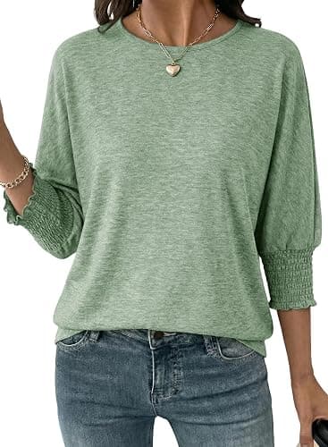 Dokotoo Women's 2026 Fashion Tops 3/4 Sleeve T-Shirts Cute Crewneck Basic Business Tees Blouses - Image 1