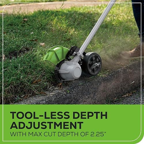 Greenworks 80V All-Terrain Brushless Edger, 8" Steel Blade, 2.25" Pro Depth & Tool-Free Adjust, 27cc Gas Power Equivalent, Battery and Charger Not Included thumbnail 8