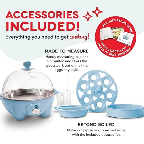 DASH Rapid Egg Cooker: 6 Egg Capacity Electric Egg Cooker for Hard Boiled Eggs, Poached Eggs, Scrambled Eggs, or Omelets with Auto Shut Off Feature - Dream Blue thumbnail 5
