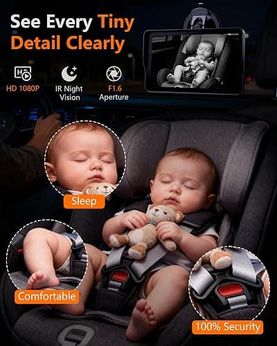 Wkzay 7-Inch Car Baby Monitor with Camera: HD 1080P & Clear Night Vision for Solo-Driving Parents Without Turning Around - 3 Mins Easy Setup for SUV Sedan MPV Minivan thumbnail 3