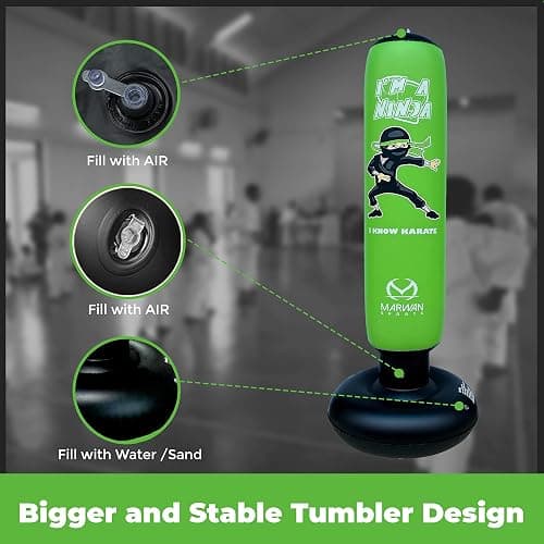 Marwan Sports 5-in-1 Inflatable Punching Bag for Kids – 63" Karate Toy Set with Boxing Gloves, Durable Fast Rebound, Active Play Birthday for Boys & Girls Ages 4-12 thumbnail 7