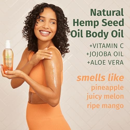 HEMPZ Sweet Pineapple & Honey Melon Herbal Hydrating Multi-Purpose Body Oil for Body - Moisturizing Bath, Shower, or Shaving Oil for Dry or Sensitive Skin for Women & Men, 6.76 Oz thumbnail 4