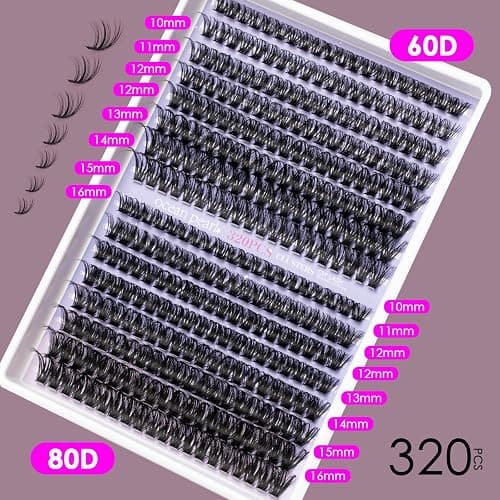 Ocean Pearl Lash Clusters 320pcs 3D Thick Lash Clusters kit 60D+80D Lashes,Eyelashes,Lash Extension Kit,Eyelash Clusters with Lash Bond&Seal&Remover&Tweezers,Lashes Clusters Eyelash Extensions Kit thumbnail 4