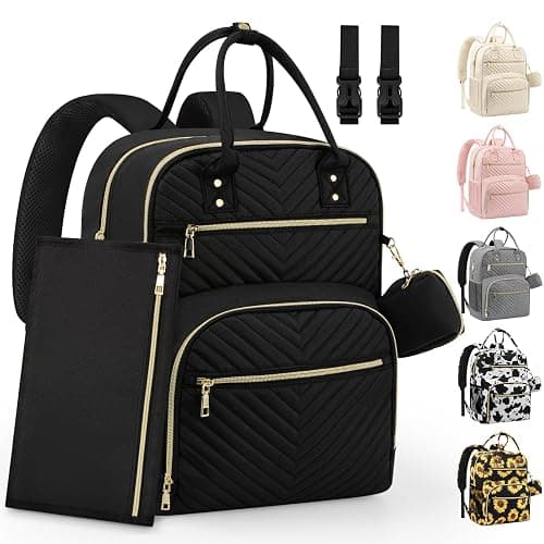 Pritent Diaper Bag Backpack, Baby Bag Backpack Baby Essentials for Mom Dad | With Changing Pad, Pacifier Case, Double Decker, Baby Diaper Bag, Insulated Pocket, Diaper Backpack for Baby(Black,L) - Image 1