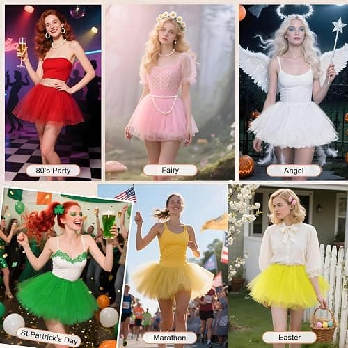 Women's Tutu Skirt Elastic 5 Layered Vintage Tulle Ballet Skirt Party Festival Costume thumbnail 7