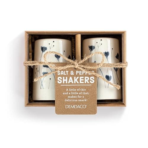 DEMDACO Wildflowers - by Lucinda Wei - 3 Inch Blue/White Stoneware Salt and Pepper Shaker Set thumbnail 3