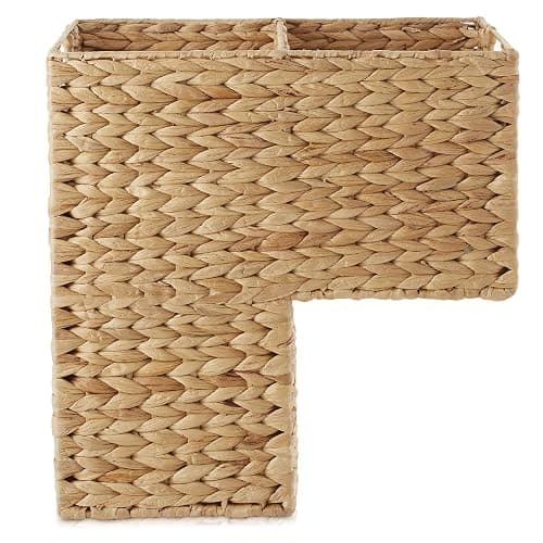 Casafield Stair Step Basket with Handles, Natural - Woven Water Hyacinth Staircase Basket Storage Bin Organizer thumbnail 5
