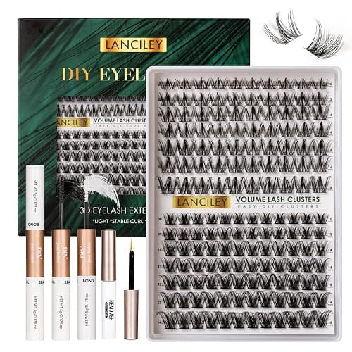 Lash Clusters 154pcs Lashes 10-18mm Eyelash Clusters Kit Natural Eyelashes DIY Cluster Eyelash Extensions Thin Band Cluster Lashes False Eyelashes Lash Extension Kit wth Bond & Seal & Remover-M34+M31 - Image 1