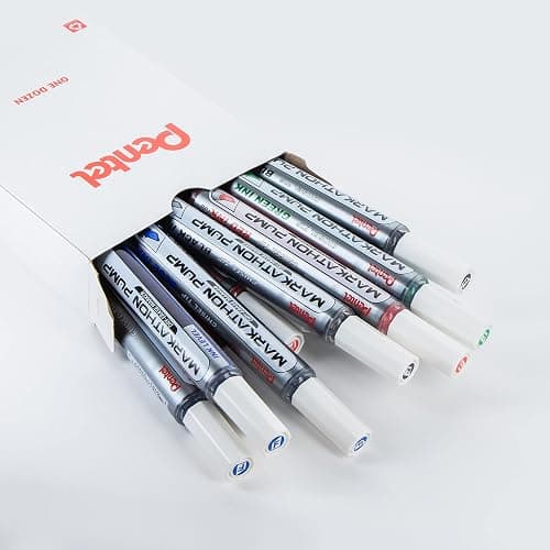 Pentel Markathon Pump Dry Erase Marker, Chisel Tip, Assorted Ink, 12 Pack (MWL6SX-12M) - Assorted - 12 Count (Pack of 1) thumbnail 2