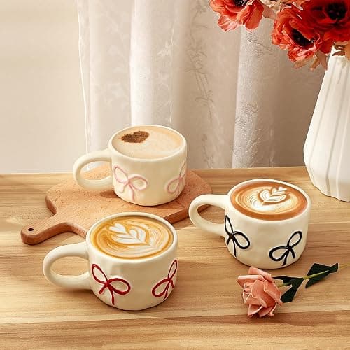 Koythin Coquette Bow Ceramic Coffee Mug, Funky Novelty Cup for Tea Milk Latte Cocoa, 8.5oz /250ml Perfect for Home, Office, or Birthday (Pink) thumbnail 8
